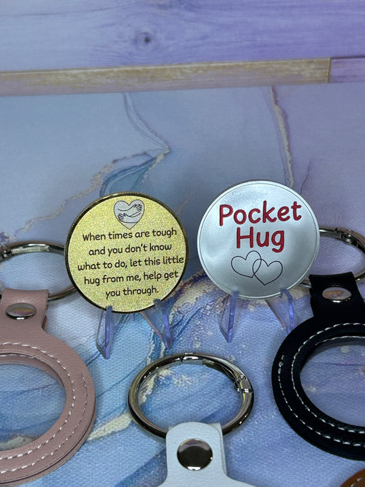 Pocket Hug Coin and leather keychain