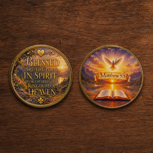 Matthew 5:3 - Blessed are Poor in Spirit - Wear His Word Coin (Copy)