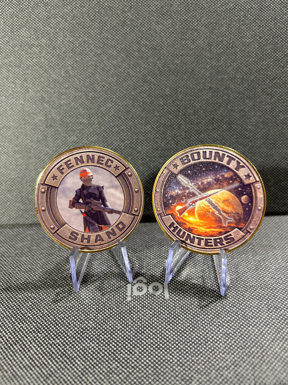 Limited Edition Star Wars Bounty Hunter Challenge Coins Set, UV Printed (Set of 8), Mandalorian, Boba Fett, Bossk