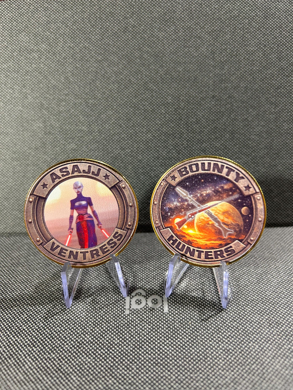 Limited Edition Star Wars Bounty Hunter Challenge Coins Set, UV Printed (Set of 8), Mandalorian, Boba Fett, Bossk
