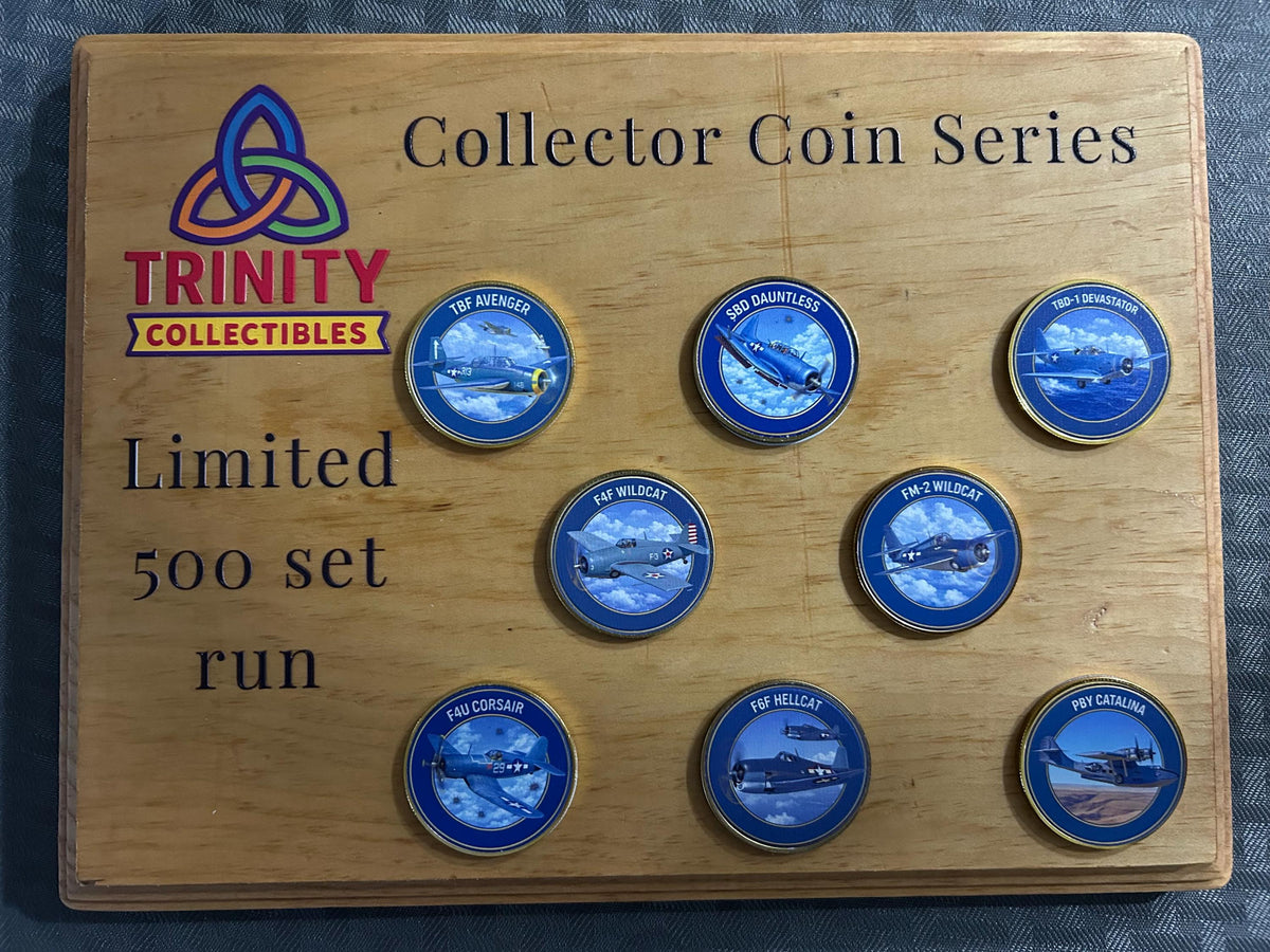 Limited Edition WWII Pacific Airpower Challenge Coins Set, UV Printed 40mm