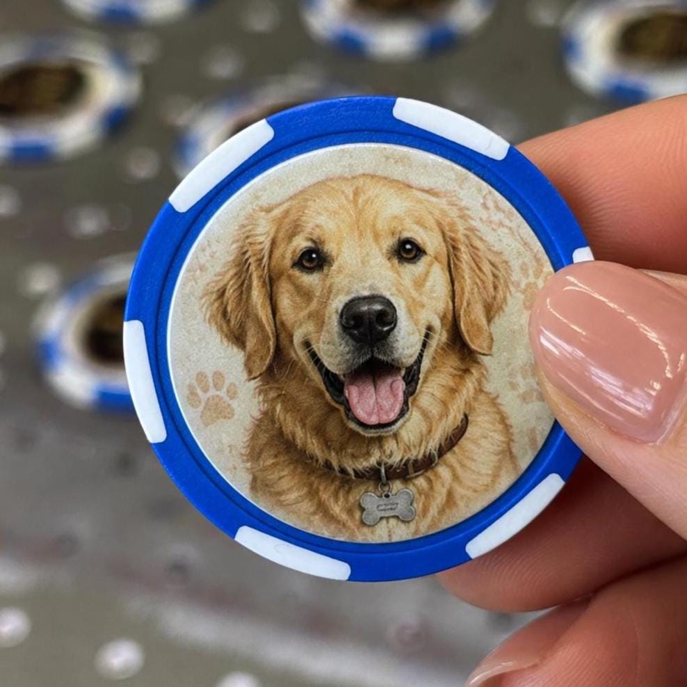Custom UV Printed Poker Chips, Game pieces, logo, picture, Wedding & Party gifts, Golf markers
