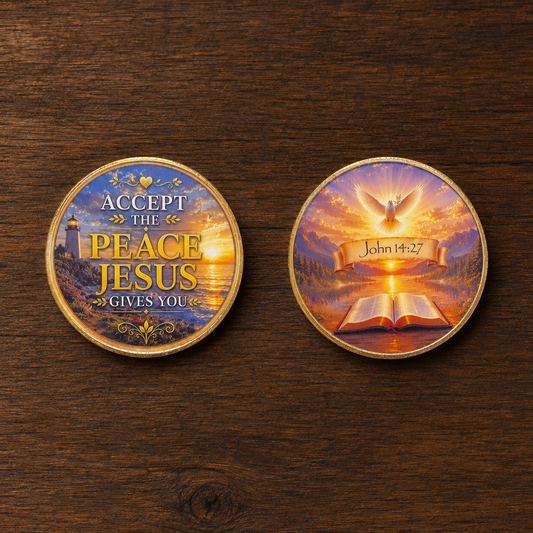 John 14:27 - Peace of Jesus (Sunrise) - Wear His Word Coin