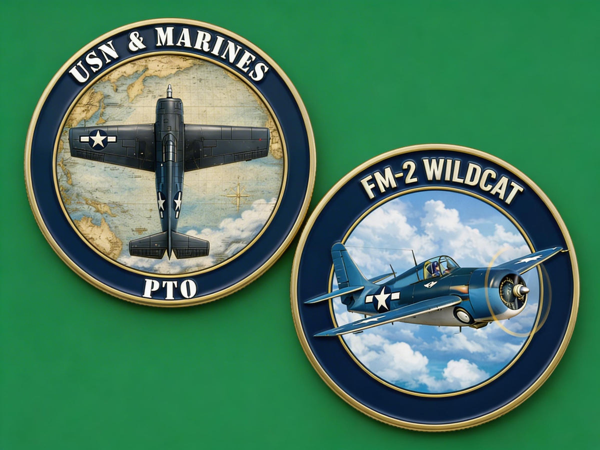 Limited Edition WWII Pacific Airpower Challenge Coins Set, UV Printed 40mm