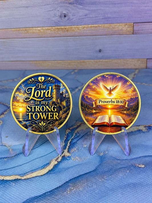 Proverbs 18:10 - Strong Tower - Wear His Word Coin