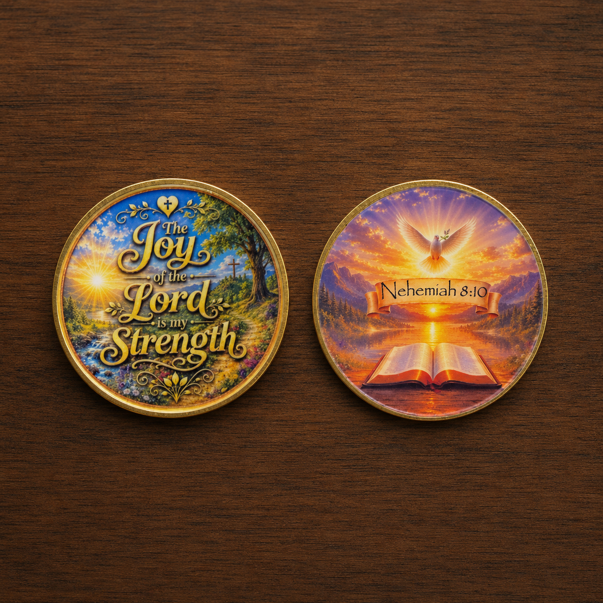 Nehemiah 8:10 - Joy of the Lord - Wear His Word Coin