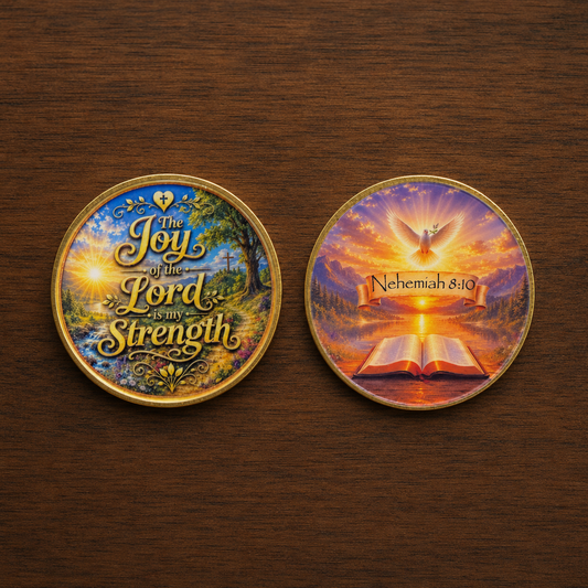 Nehemiah 8:10 - Joy of the Lord - Wear His Word Coin