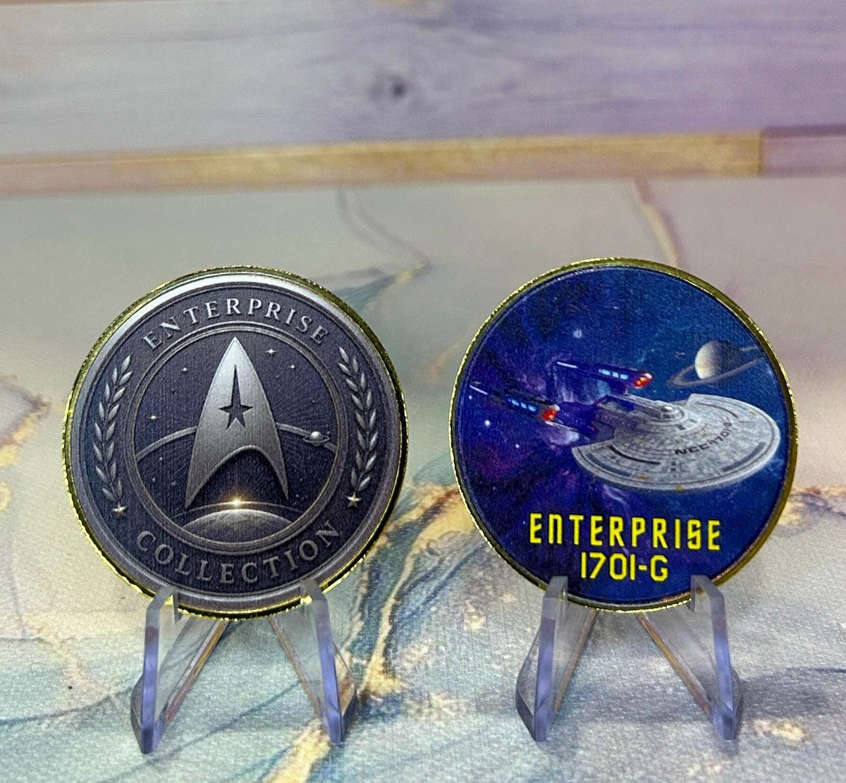 Enterprise 1701-G Trek Challenge Coin 1 of 8 coin limited edition set