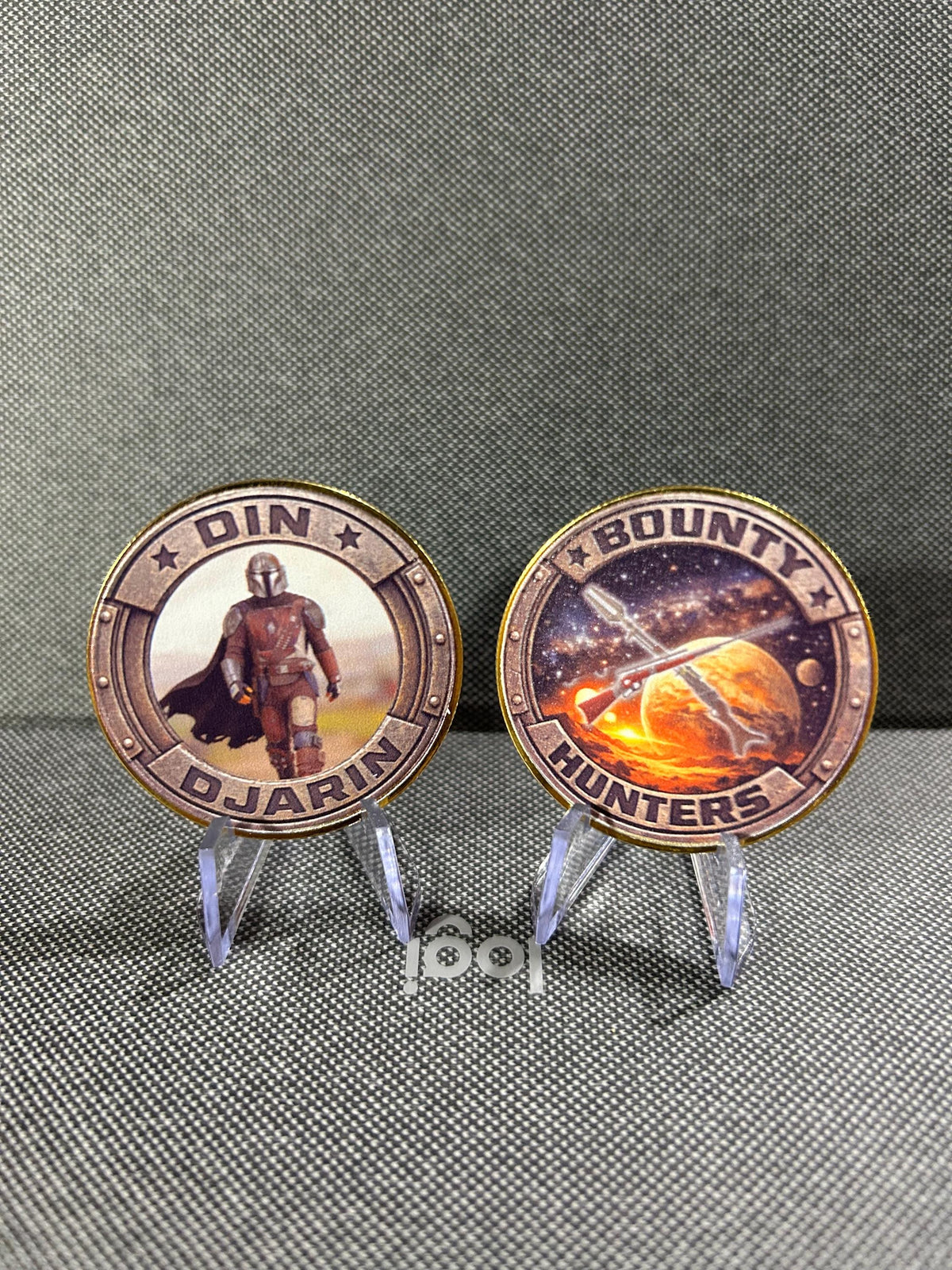 Limited Edition Star Wars Bounty Hunter Challenge Coins Set, UV Printed (Set of 8), Mandalorian, Boba Fett, Bossk
