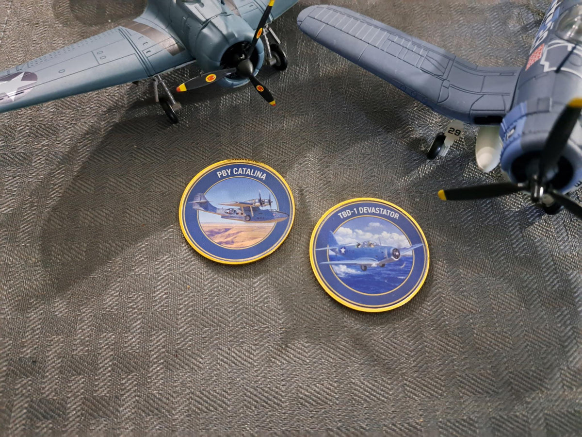 Limited Edition WWII Pacific Airpower Challenge Coins Set, UV Printed 40mm
