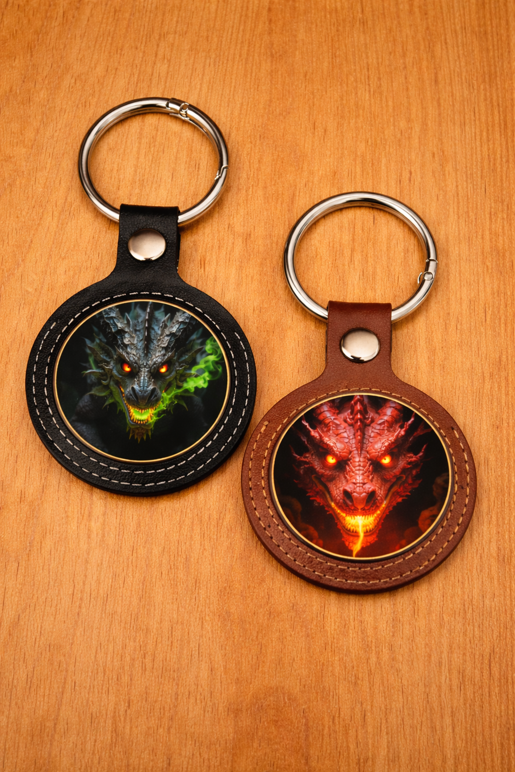 Leather Challenge Coin Display Keychain