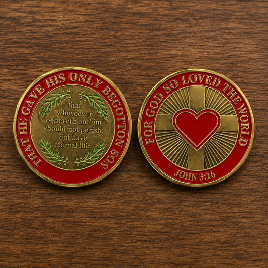 John 3:16 (Gold/Red) - For God so loved the world