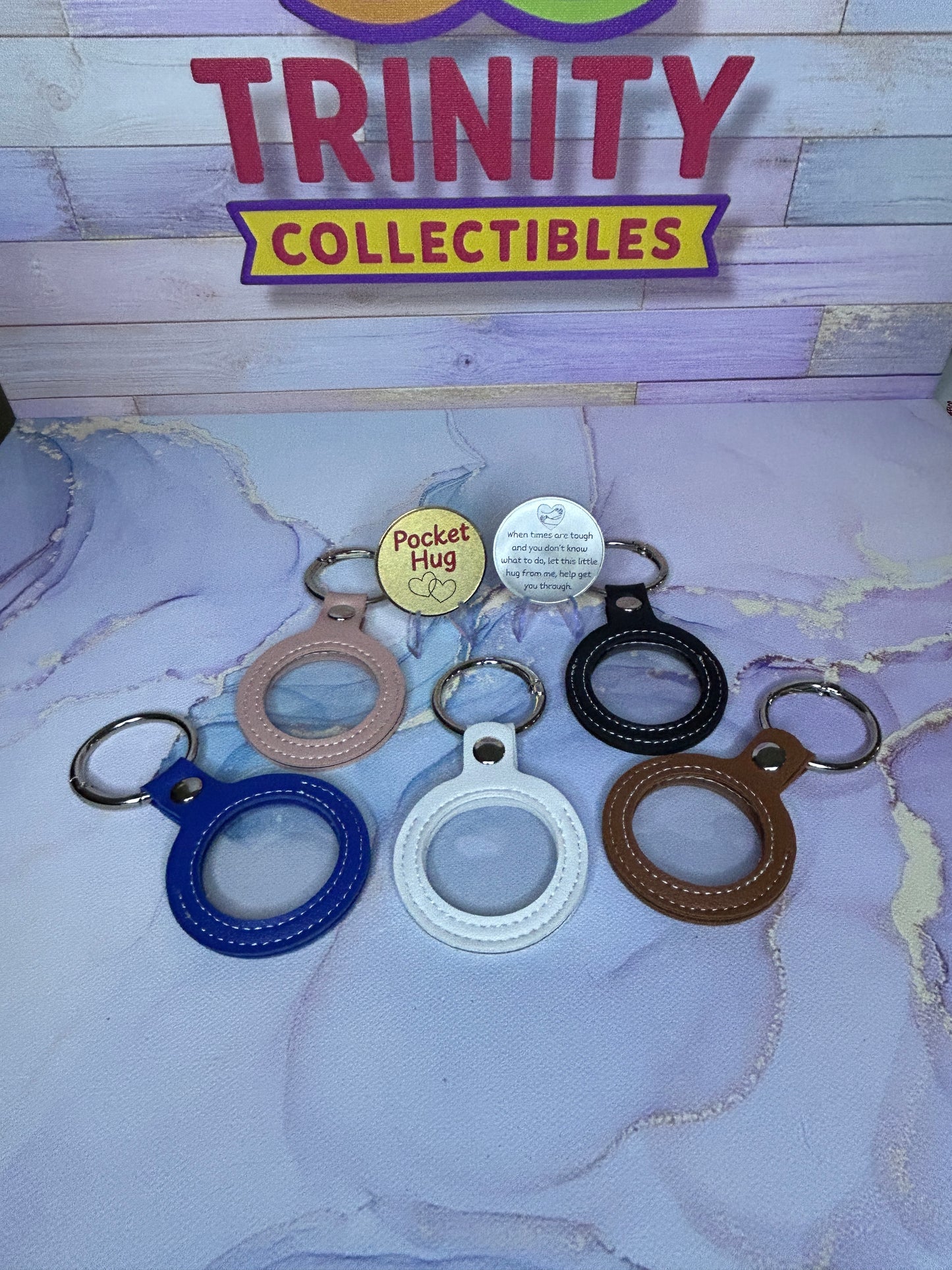 Pocket Hug Coin and leather keychain
