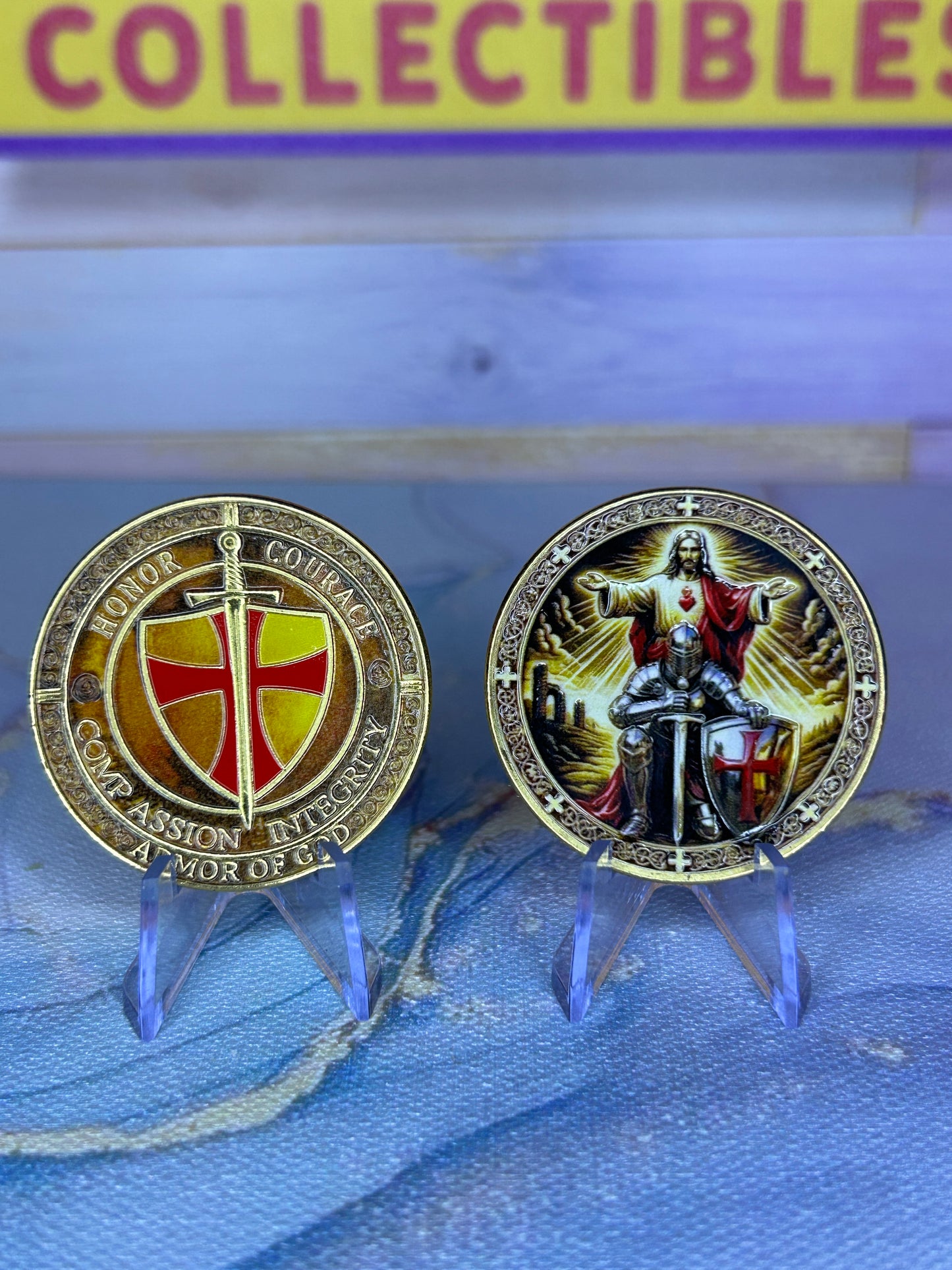Armor of God Scripture Coin Red & Gold