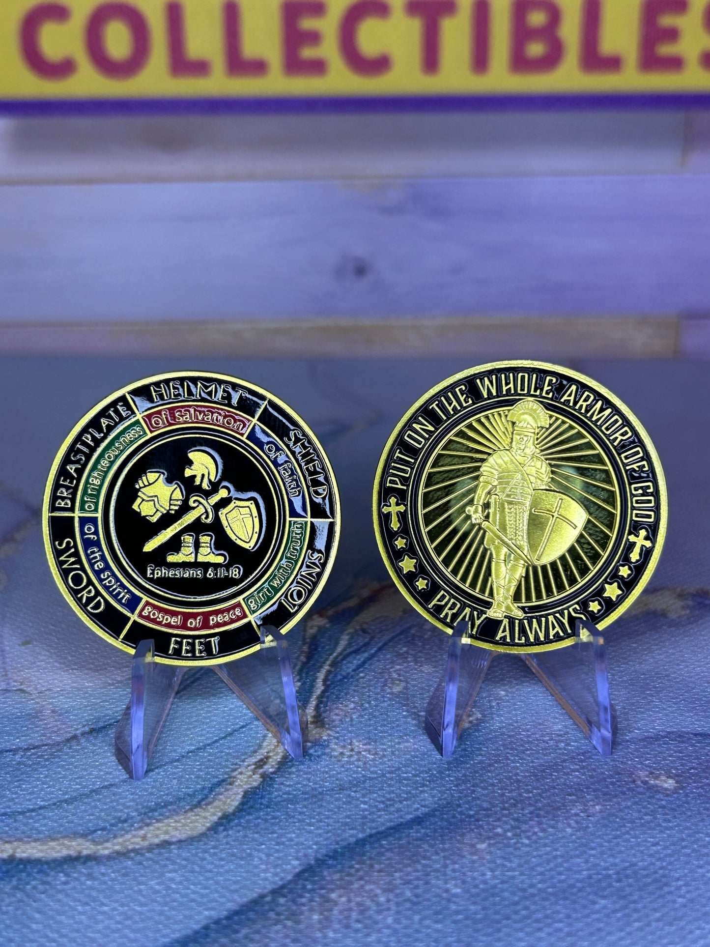 Armor of God Scripture Coin Black & Gold