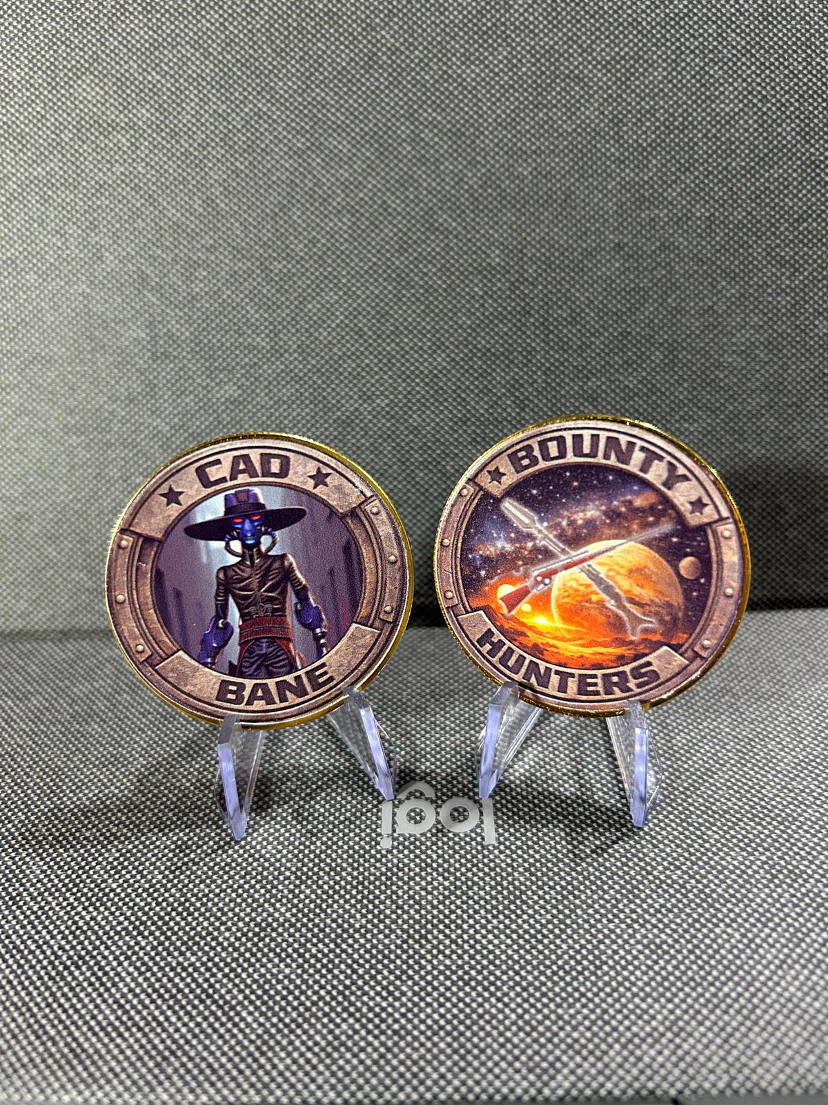 Limited Edition Star Wars Bounty Hunter Challenge Coins Set, UV Printed (Set of 8), Mandalorian, Boba Fett, Bossk