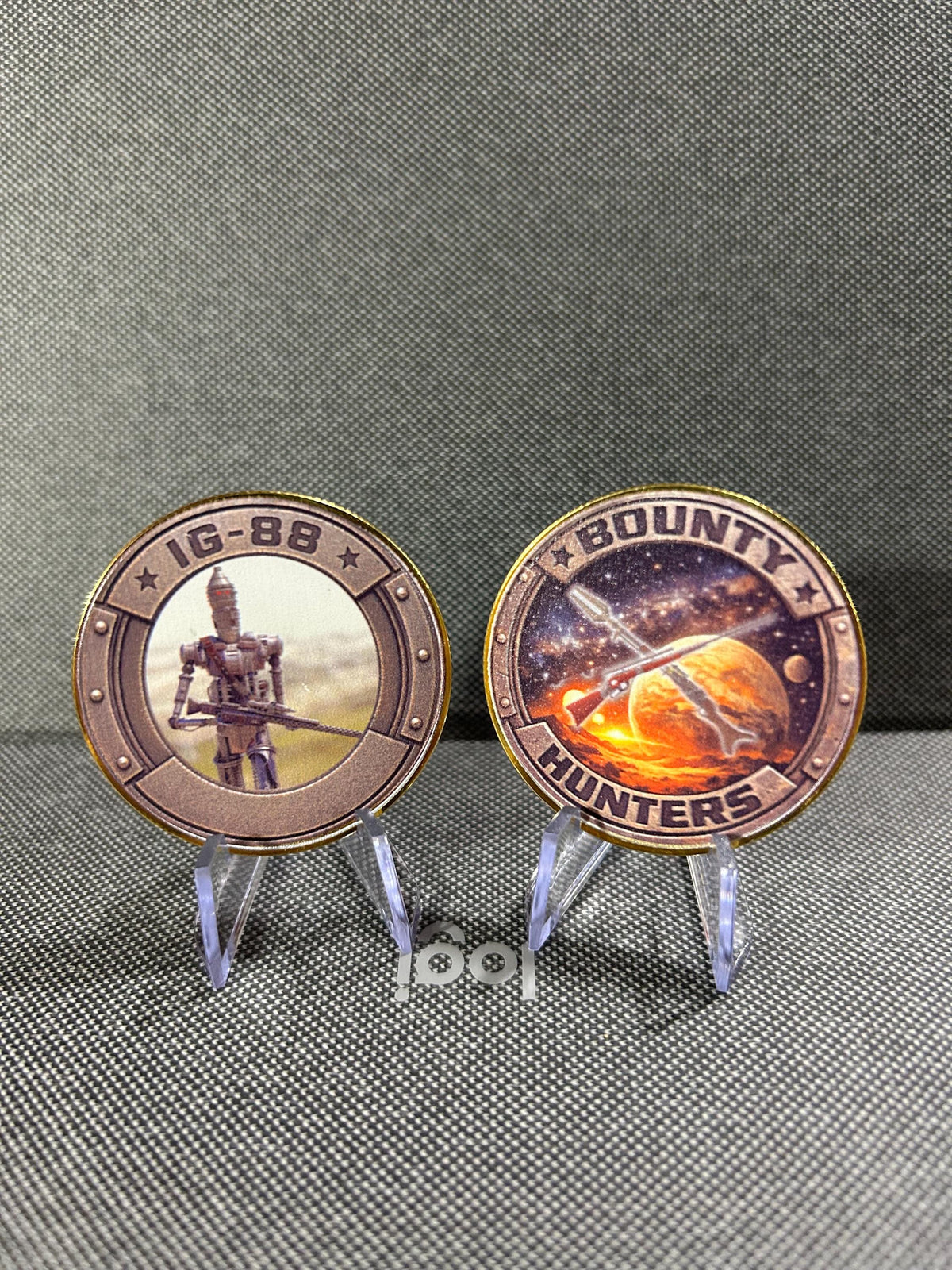 Limited Edition Star Wars Bounty Hunter Challenge Coins Set, UV Printed (Set of 8), Mandalorian, Boba Fett, Bossk
