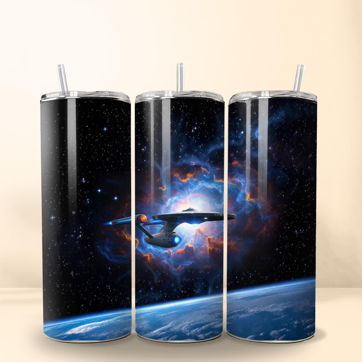 Sci-Fi Starship Tumbler Wrap: High-Res PNG (Digital Download)