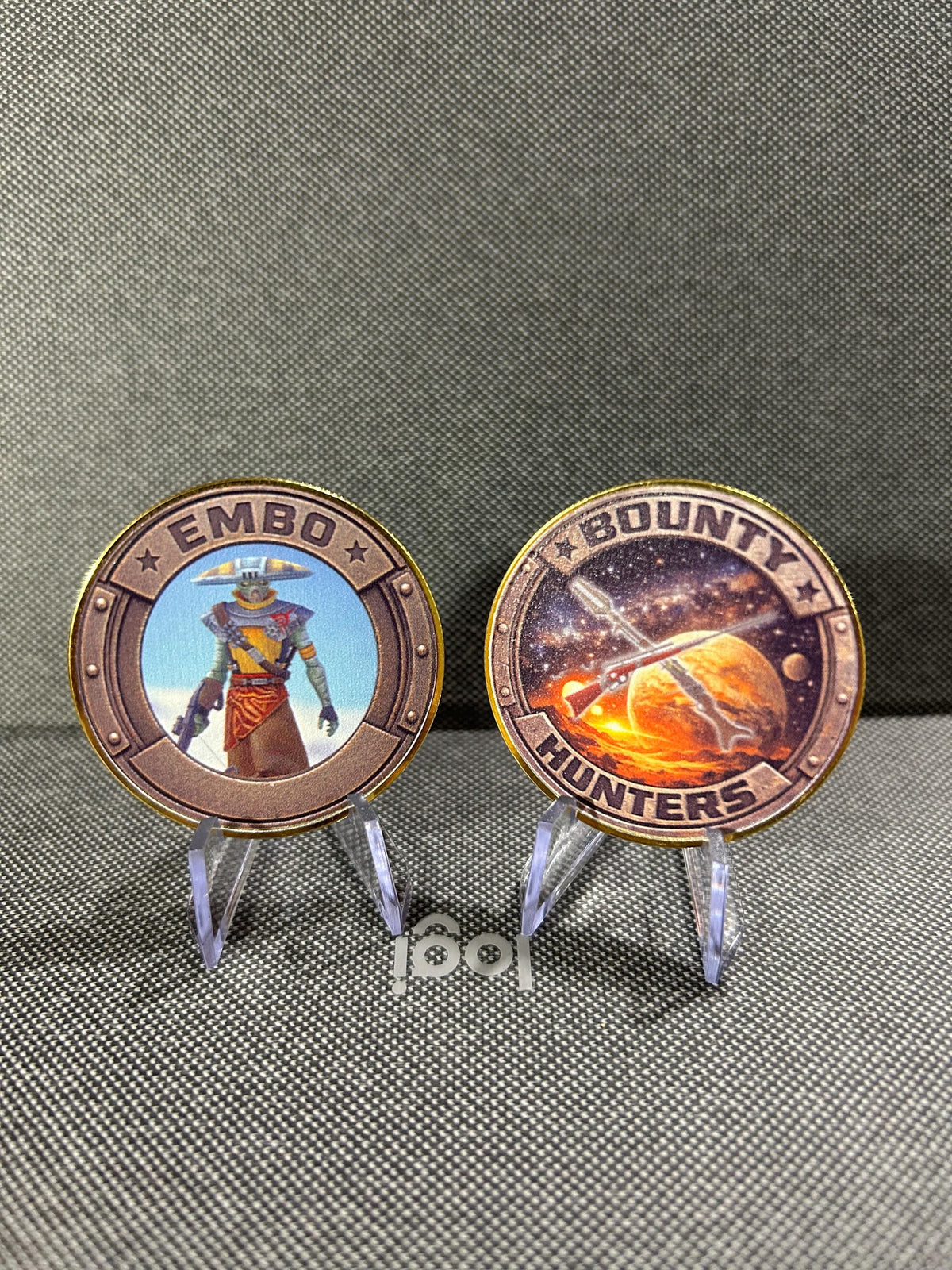 Limited Edition Star Wars Bounty Hunter Challenge Coins Set, UV Printed (Set of 8), Mandalorian, Boba Fett, Bossk