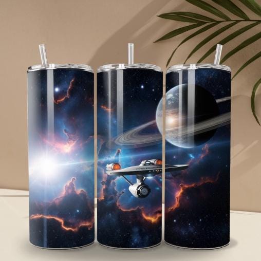 Sci-Fi Starship Tumbler Wrap: High-Res PNG (Digital Download)